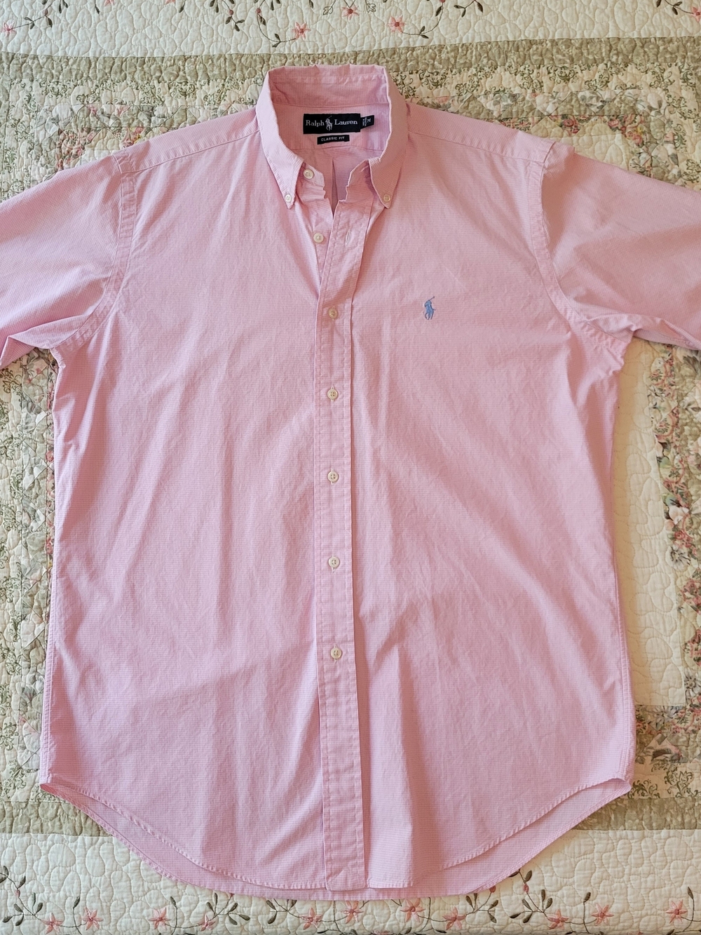Polo Ralph Lauren Men's Pink/White Gingham Short Sleeve Button-Down - Sz Medium
